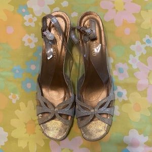 Vintage Clear Lucite and Metallic Heels